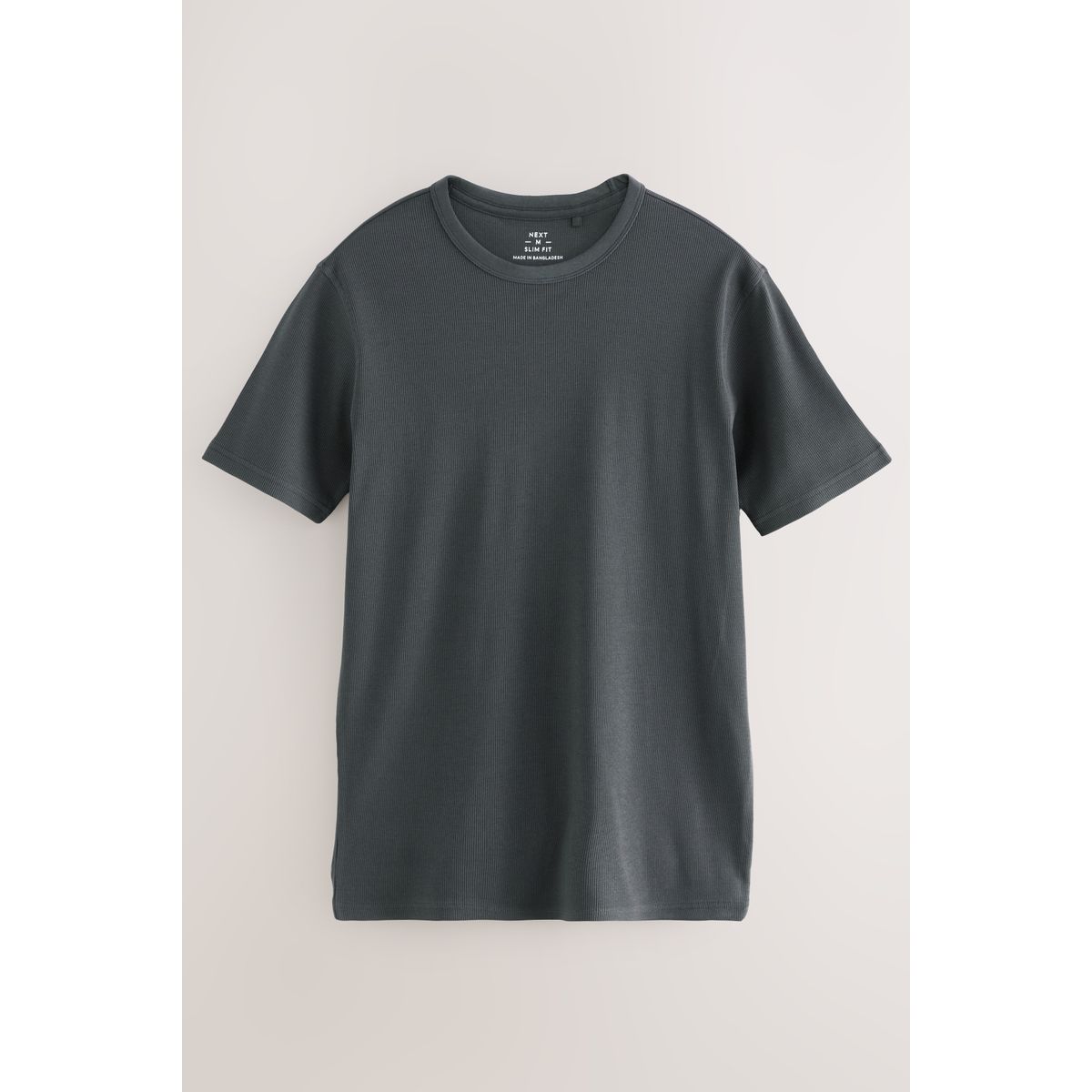 T-shirt ras du cou côtelé à manches courtes gris, NEXT