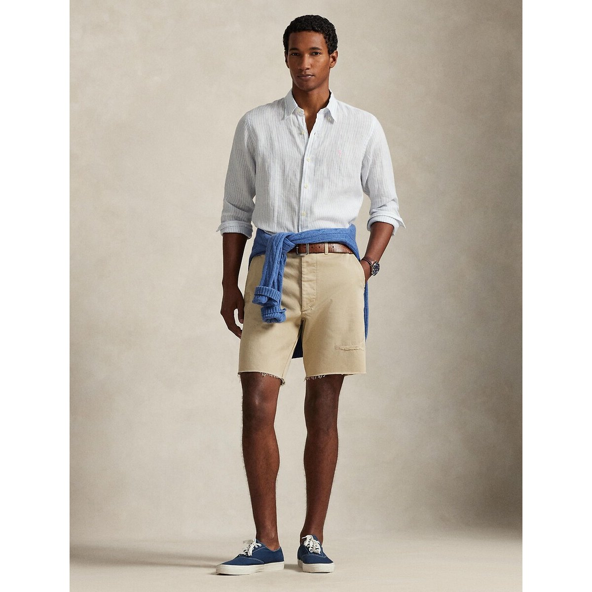 Linen Shirt white/blue, POLO RALPH LAUREN