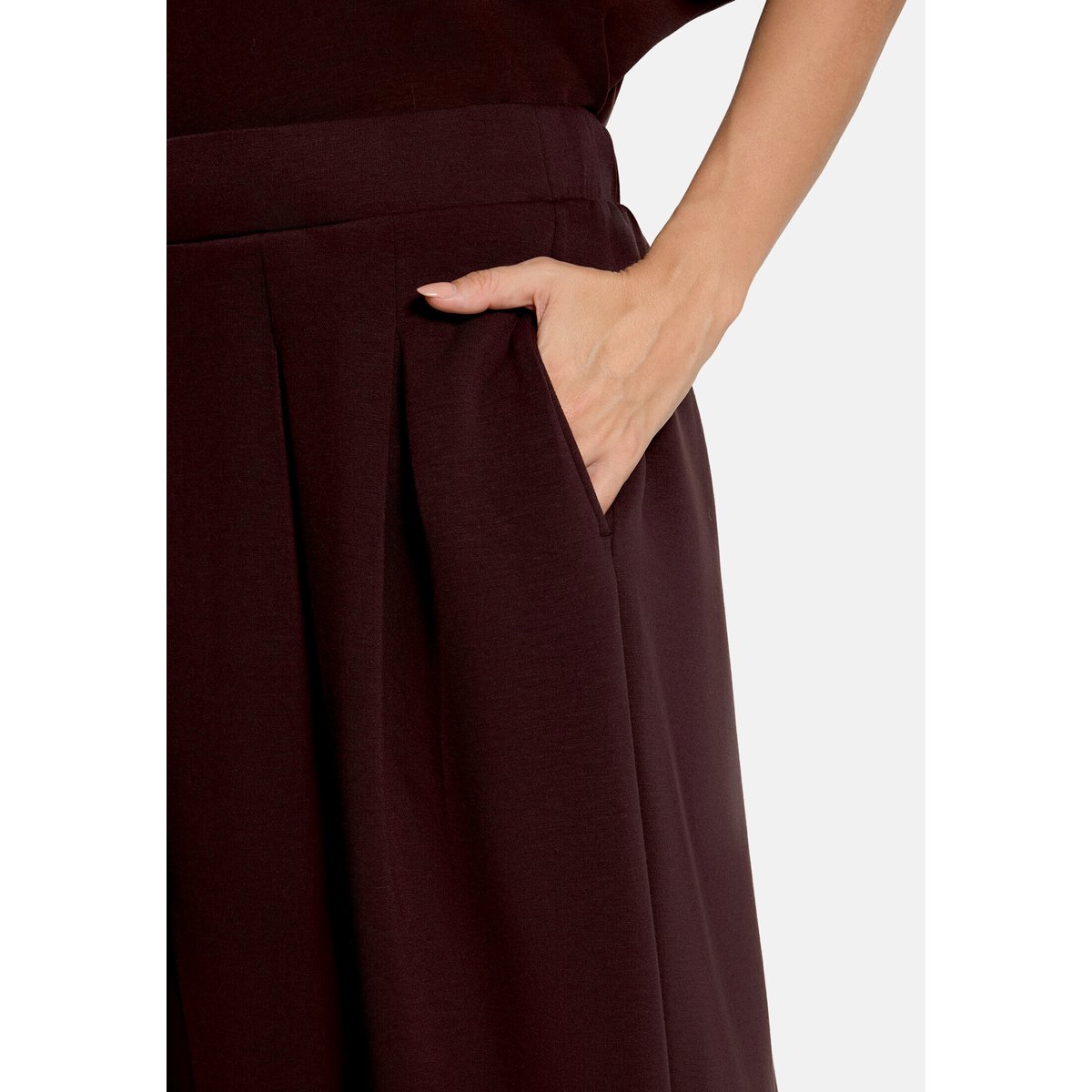 Jupe longueur midi à élastique dark maroon, VERA MONT