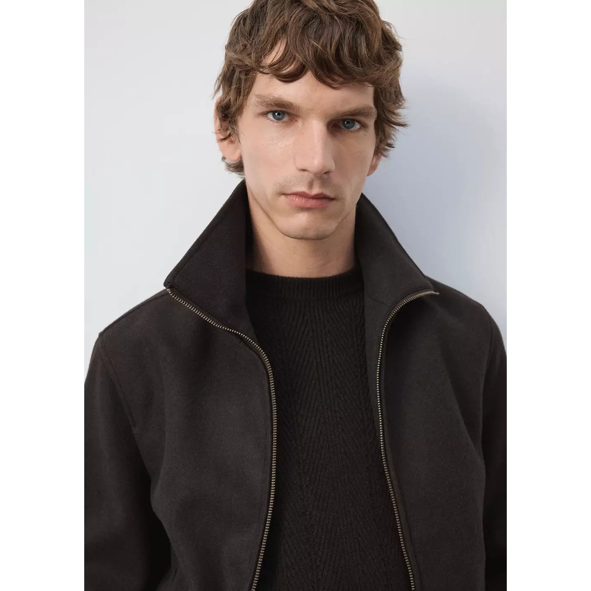 Veste col cheminée à poches café, MANGO MAN