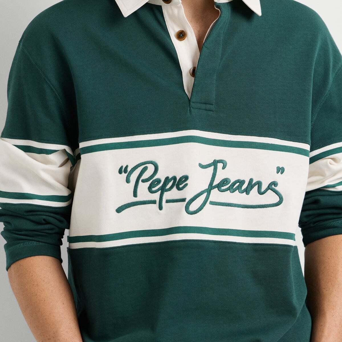 Polo Rugby Manches Longues Coupe Casual richmond green, PEPE JEANS