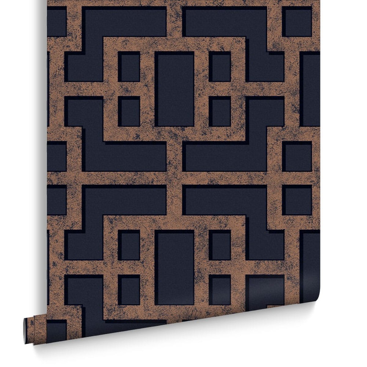 Papier peint Rendo Blue & Copper bleu, GRAHAM ET BROWN
