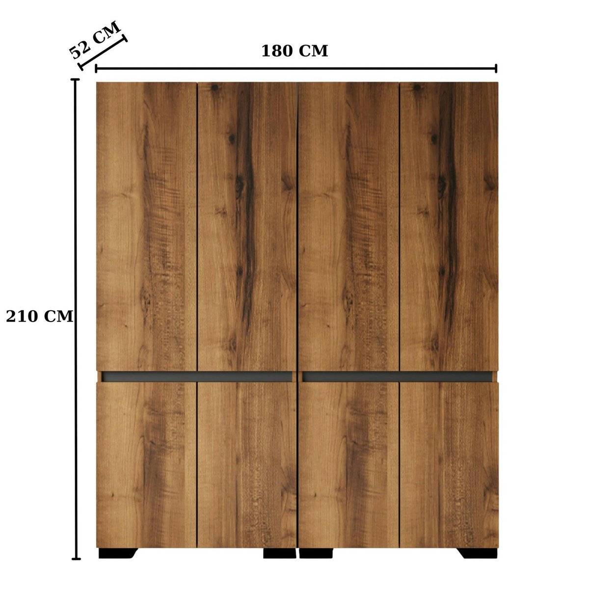 Armoire penderie 8 portes décor noyer et anthracite 180 cm BYRON marron, PIER IMPORT