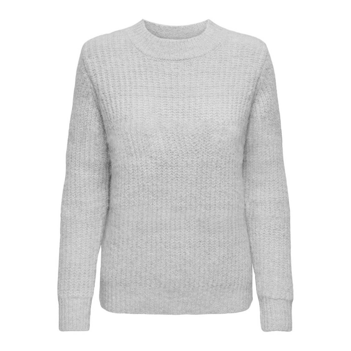 Brushed Knit Jumper with Crew Neck light grey marl, ONLY