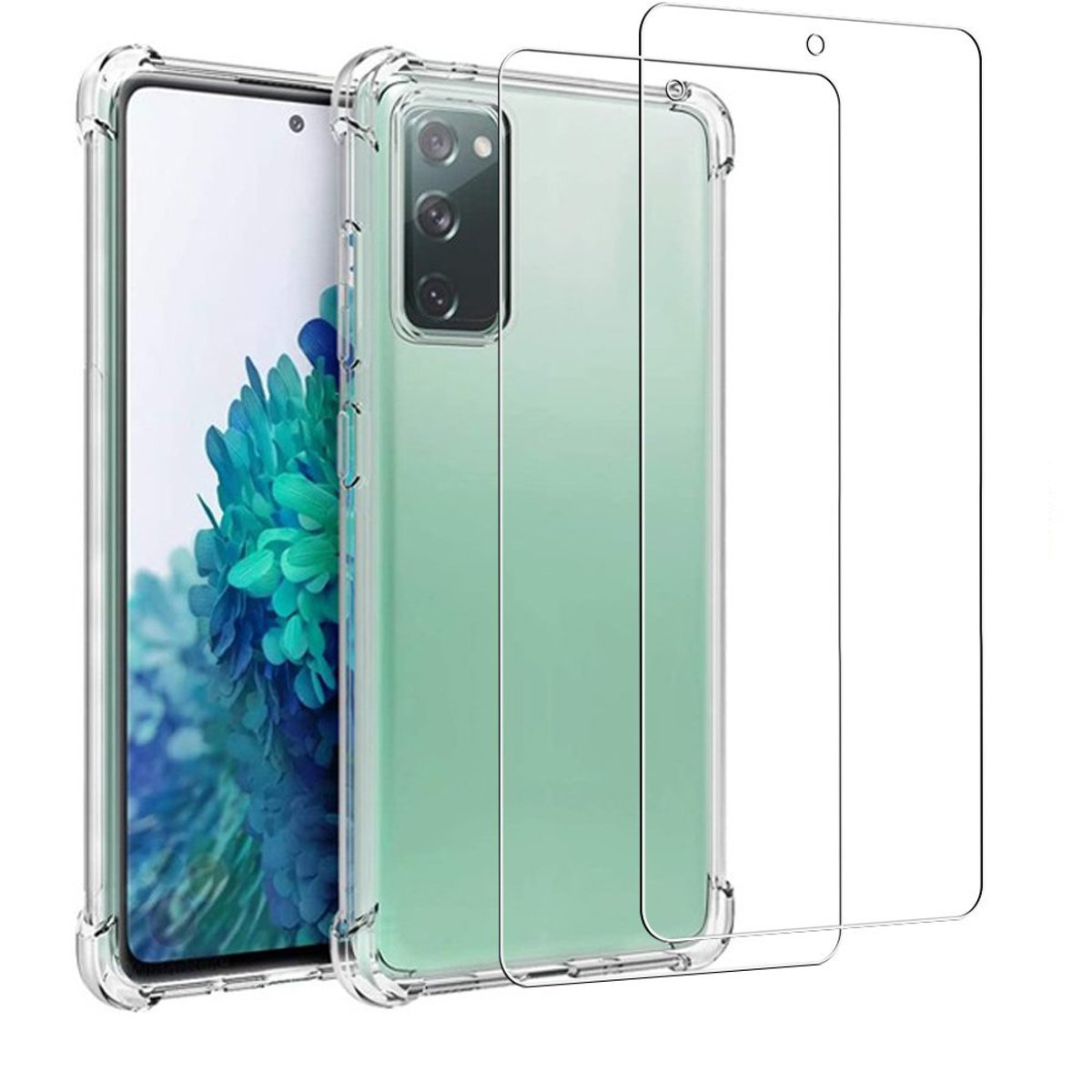 Coque Galaxy S20 Fe antichoc + 2 vitres transparent, EVETANE