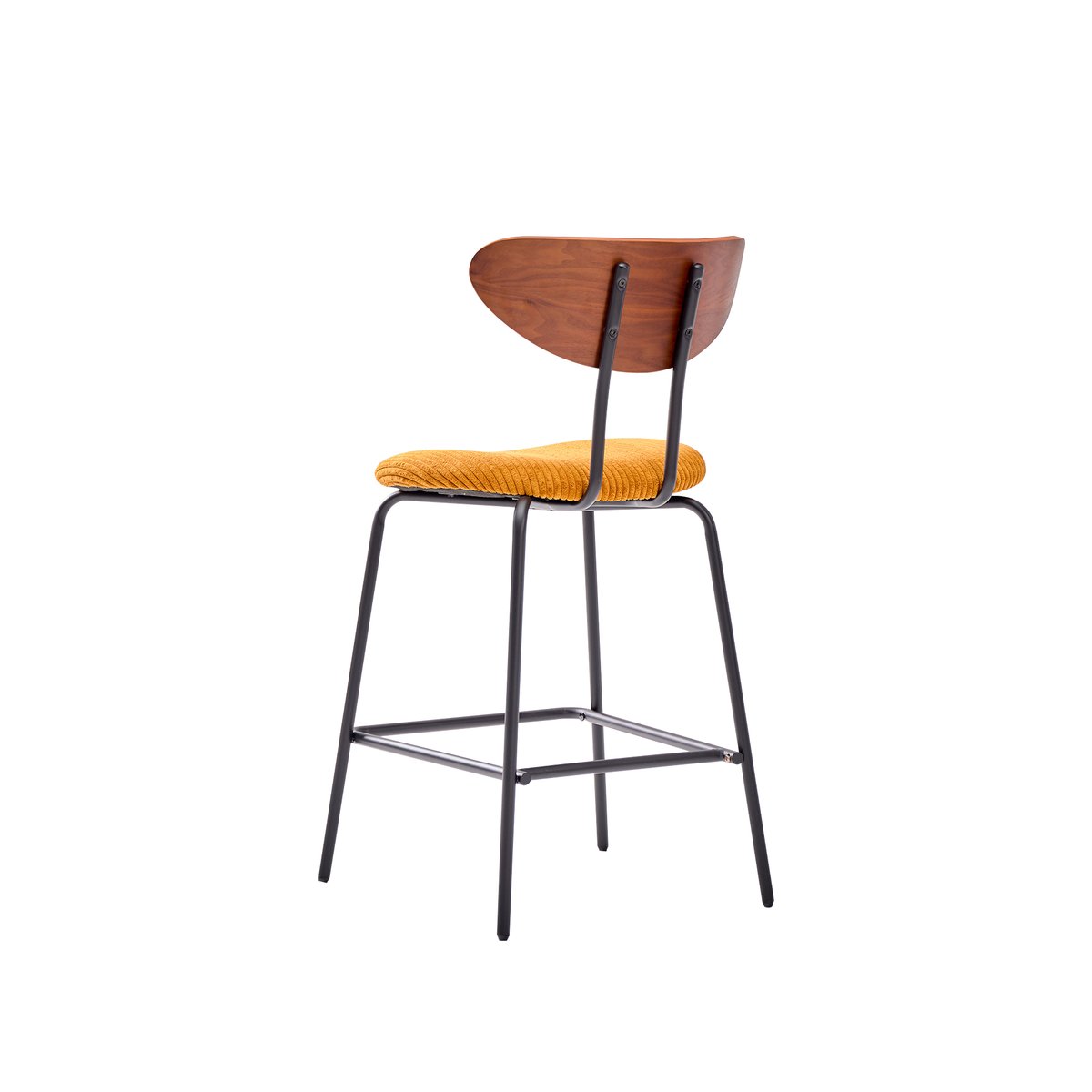 Lot de 2 tabourets de bar en métal et bois, NIBE jaune, NORDLYS