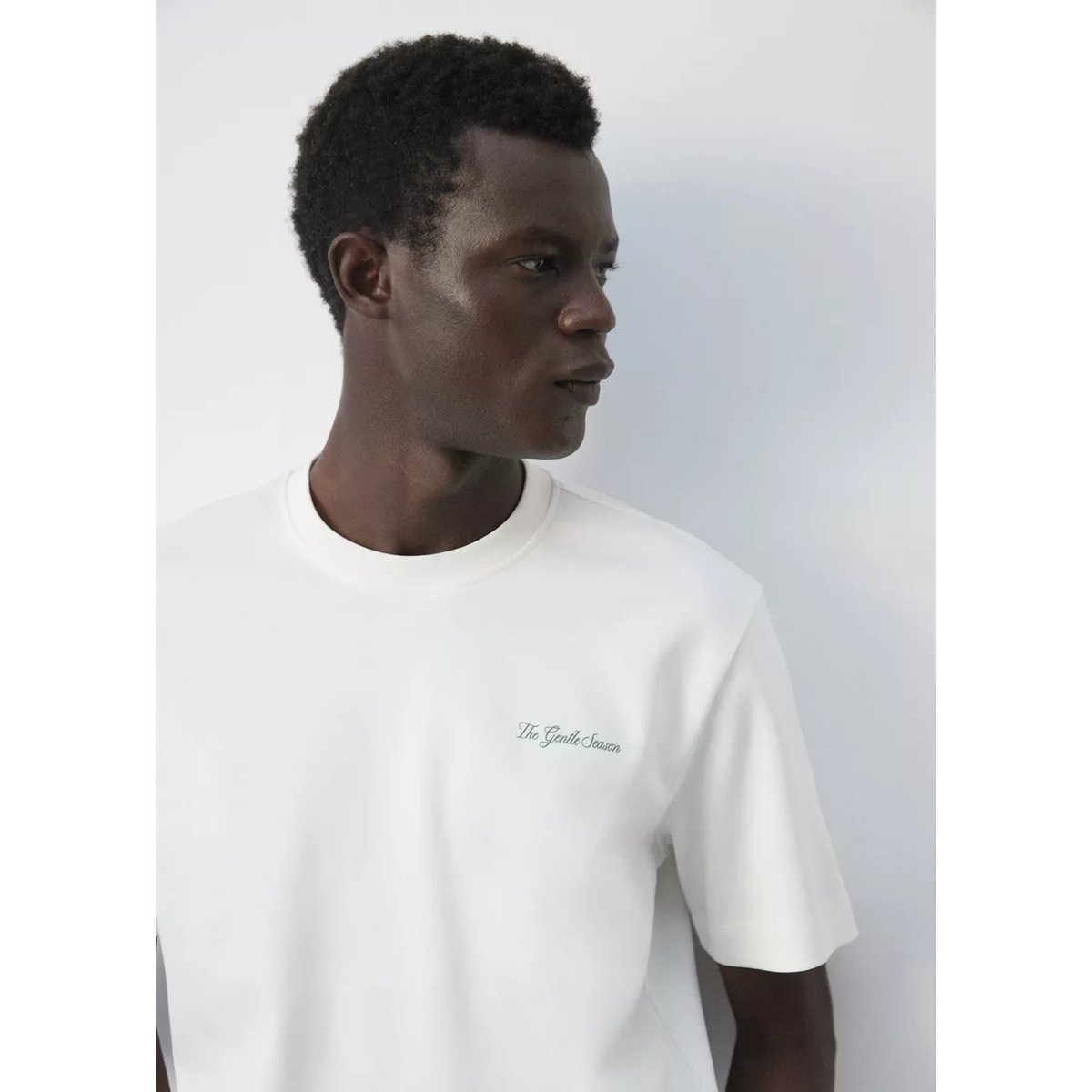 T-shirt 100 % coton motif blanc, MANGO MAN