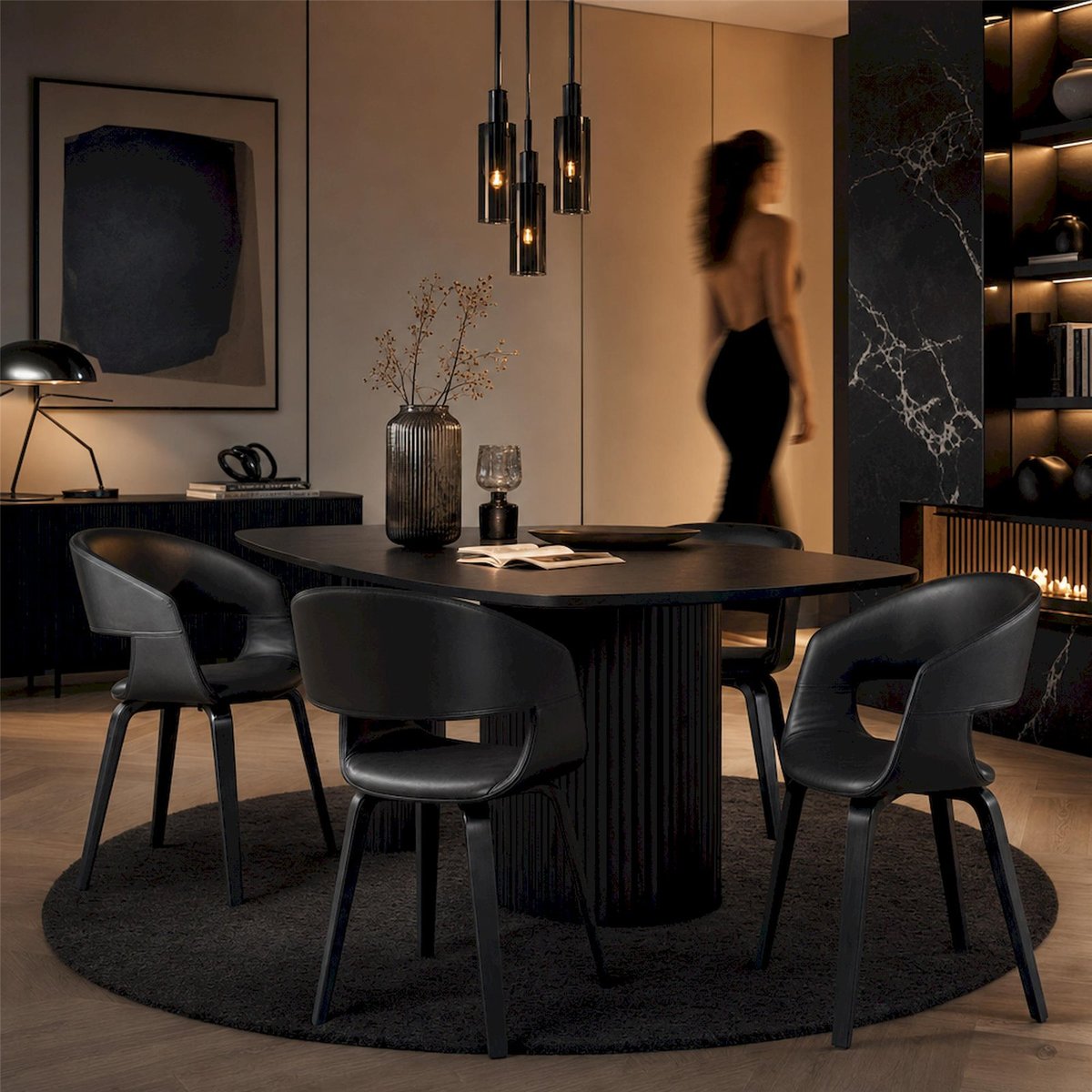 Chaise avec accoudoirs DROKAN noir, RECOLLECTION