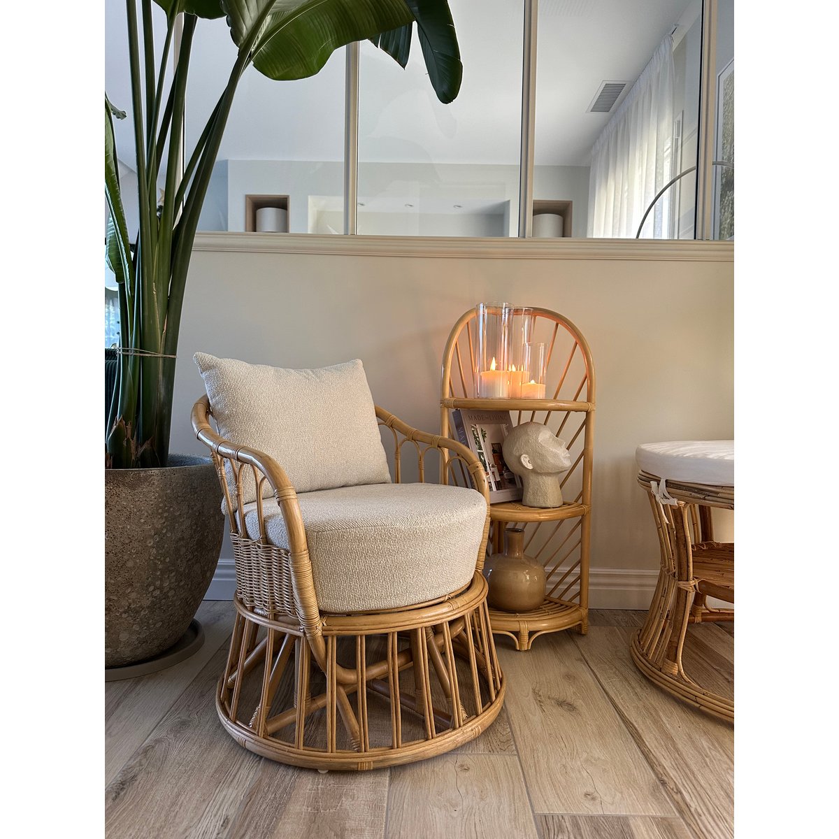 Etagère d'angle en rotin naturel, KOLAKA naturel, NORDLYS