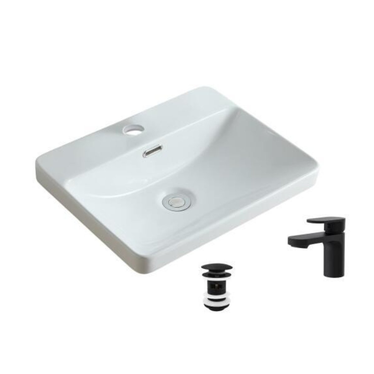 Vasque à encastrer 48x37cm + robinet + bonde LEA v002233, MOB IN