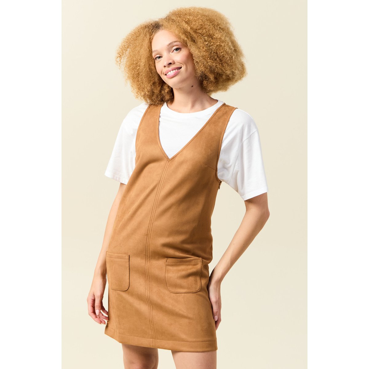 Robe manches très courtes marron, BONOBO