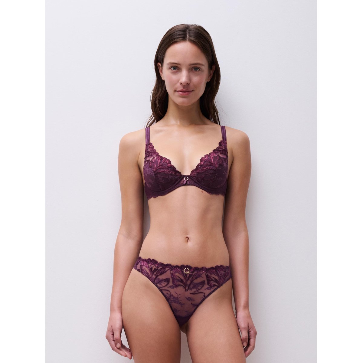 Tanga ILLUSION aubergine lurex, CHANTELLE