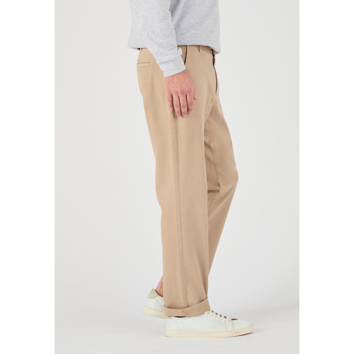 Pantalon chino coton stretch marron beige, DAMART