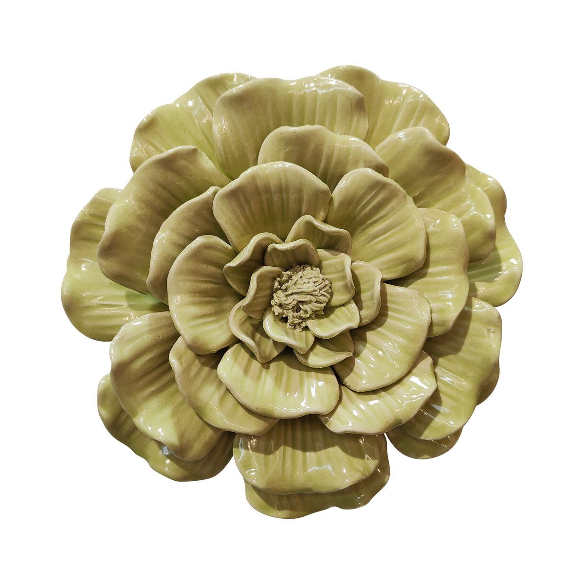 Déco murale fleur céramique 17.5cm vert, EMDE