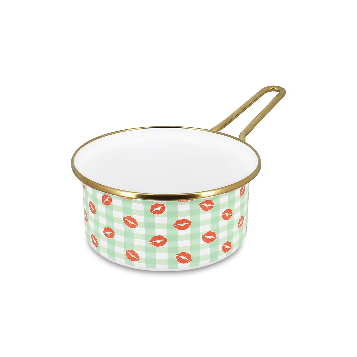 Casserole 16cm en acier émaillé, VICHY BISOUS vert, MENASTYL
