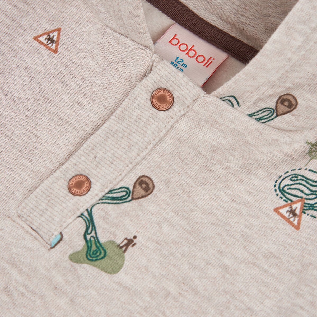 Sweat-shirt garçon en molleton imprimé aventure multicolore, BOBOLI