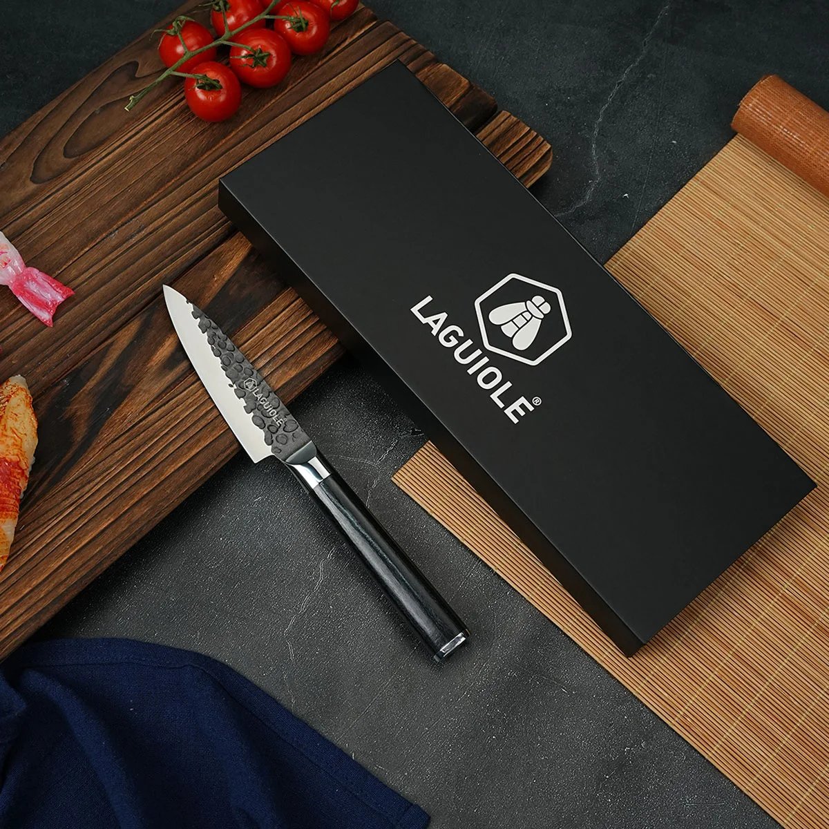 Couteau à légumes 21 cm avec étui - Sen noir, LAGUIOLE CUISSON