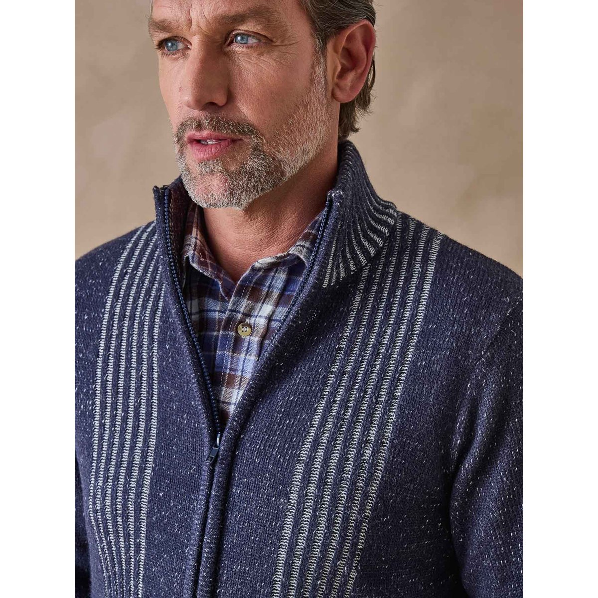 Gilet col montant zippé bleu chiné, DAXON