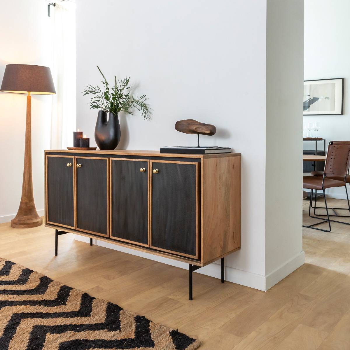 Buffet en bois de manguier LÉANDRO noir, MADE IN MEUBLES