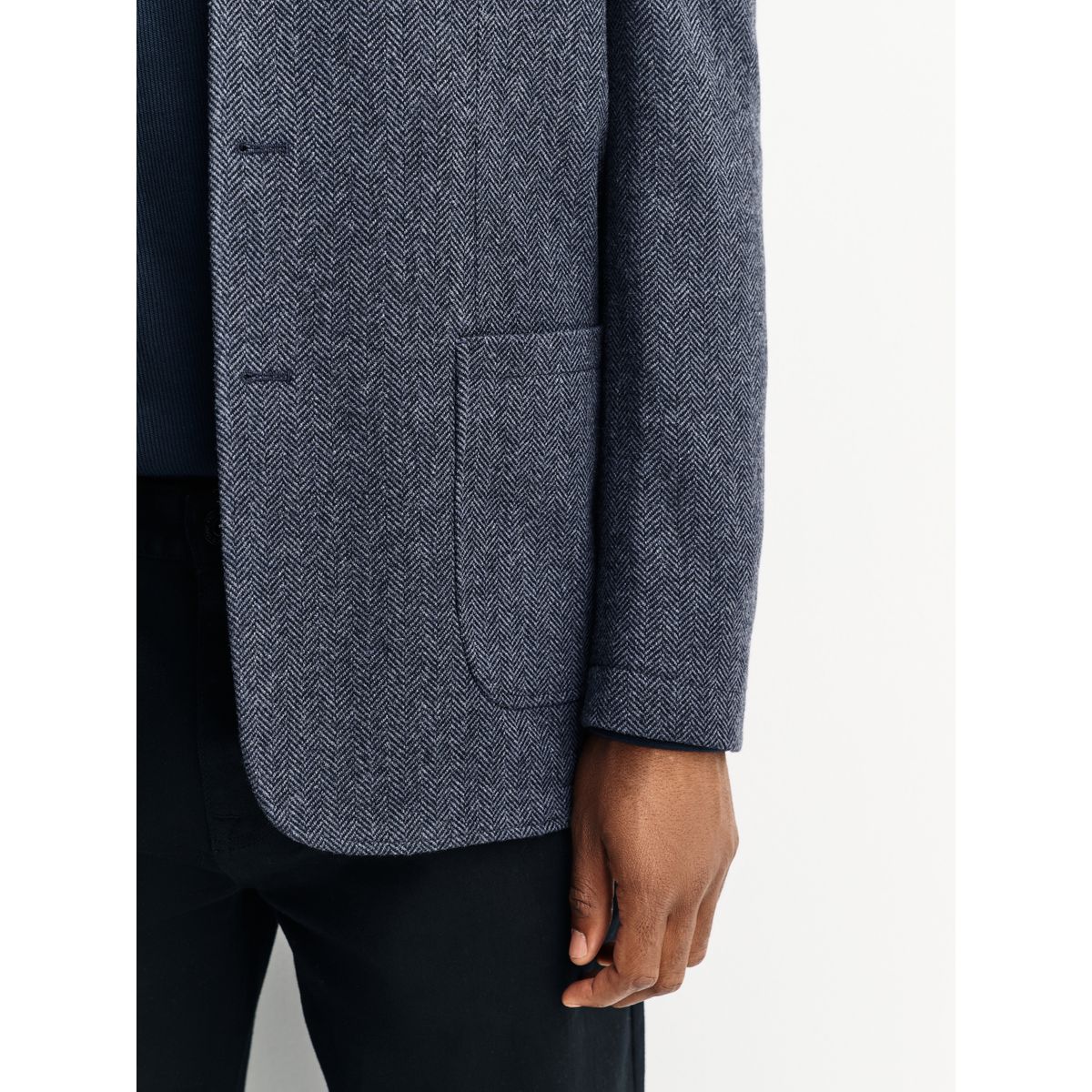 Blazer regular en laine à chevrons bleu marine, NEXT