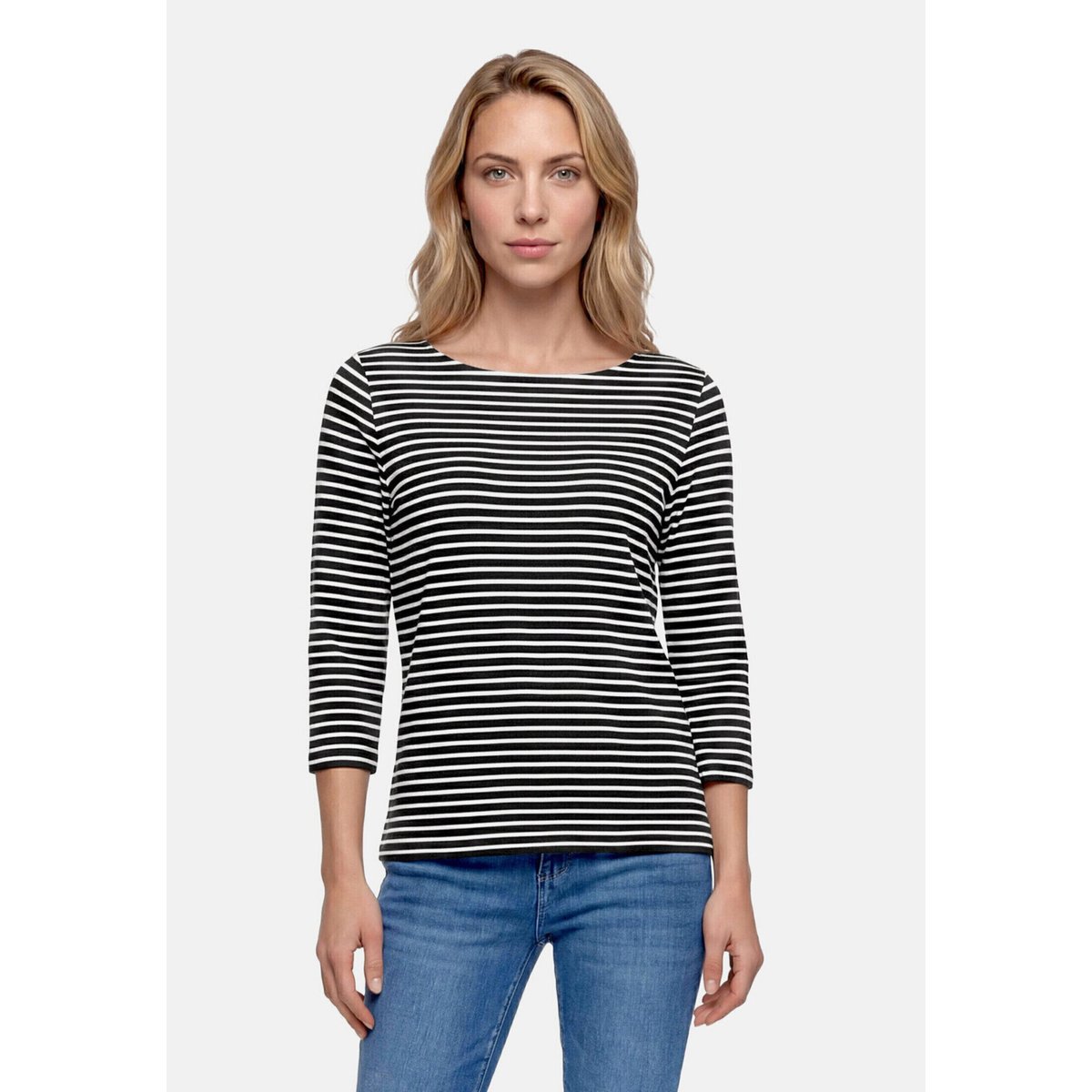 T-shirt basique à rayures horizontales noir/blanc, BETTY BARCLAY