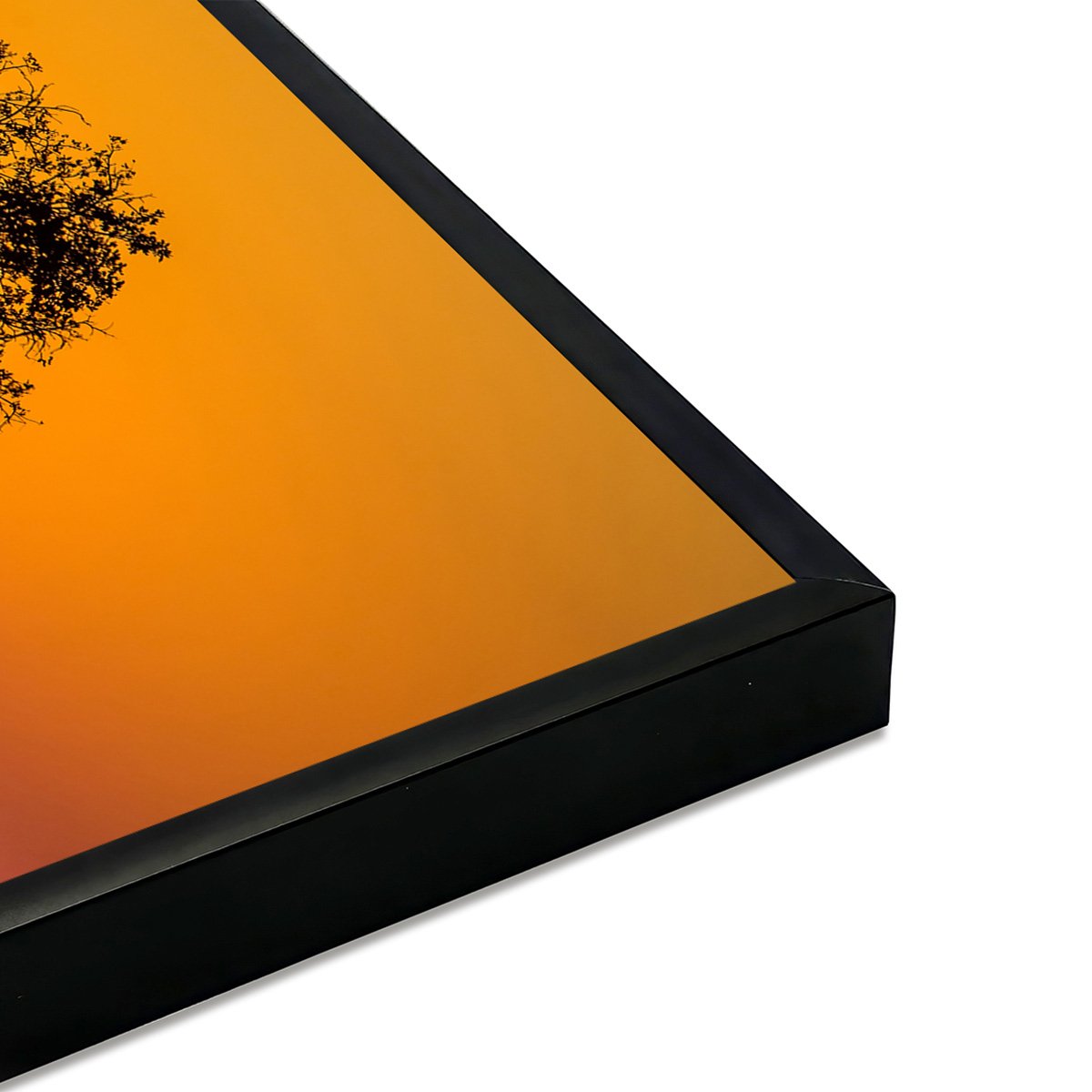 Affiche encadrée arbre savane coucher soleil affiche + cadre en métal - noir, HEXOA