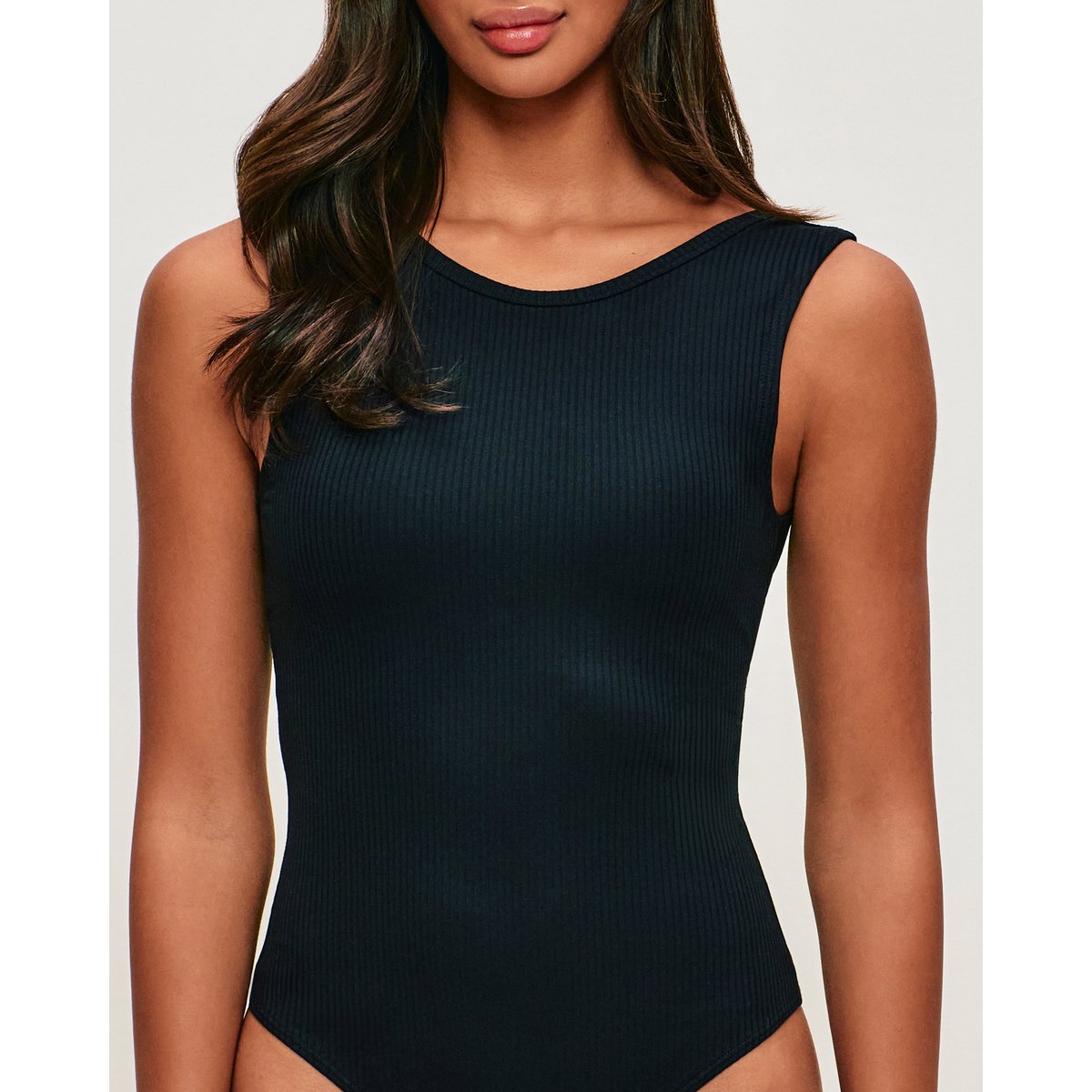 Body string dos nu en coton côtelé avec pads intégrés LALLIZ noir, UNDIZ