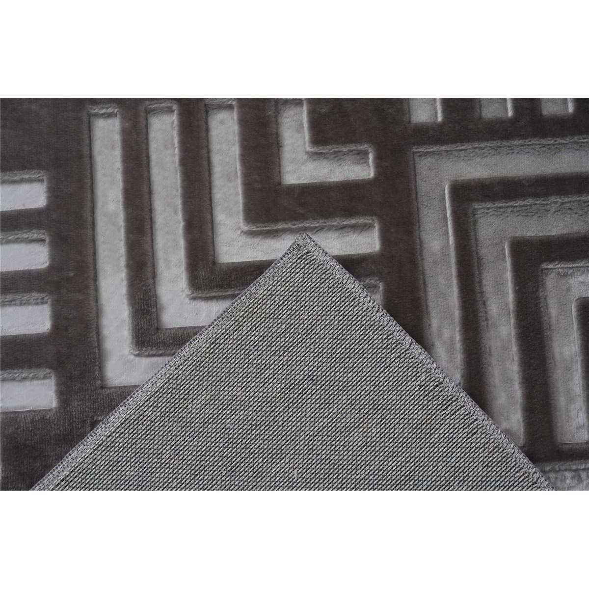 Tapis motif géométrique en relief, Poil court anthracite, ARTE ESPINA