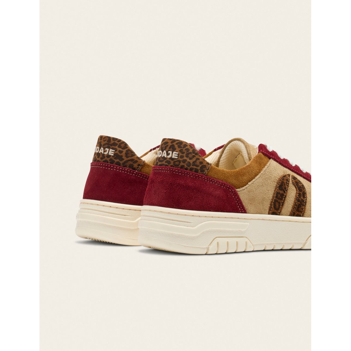 Baskets basses NORA bordeaux camel beige, ODAJE