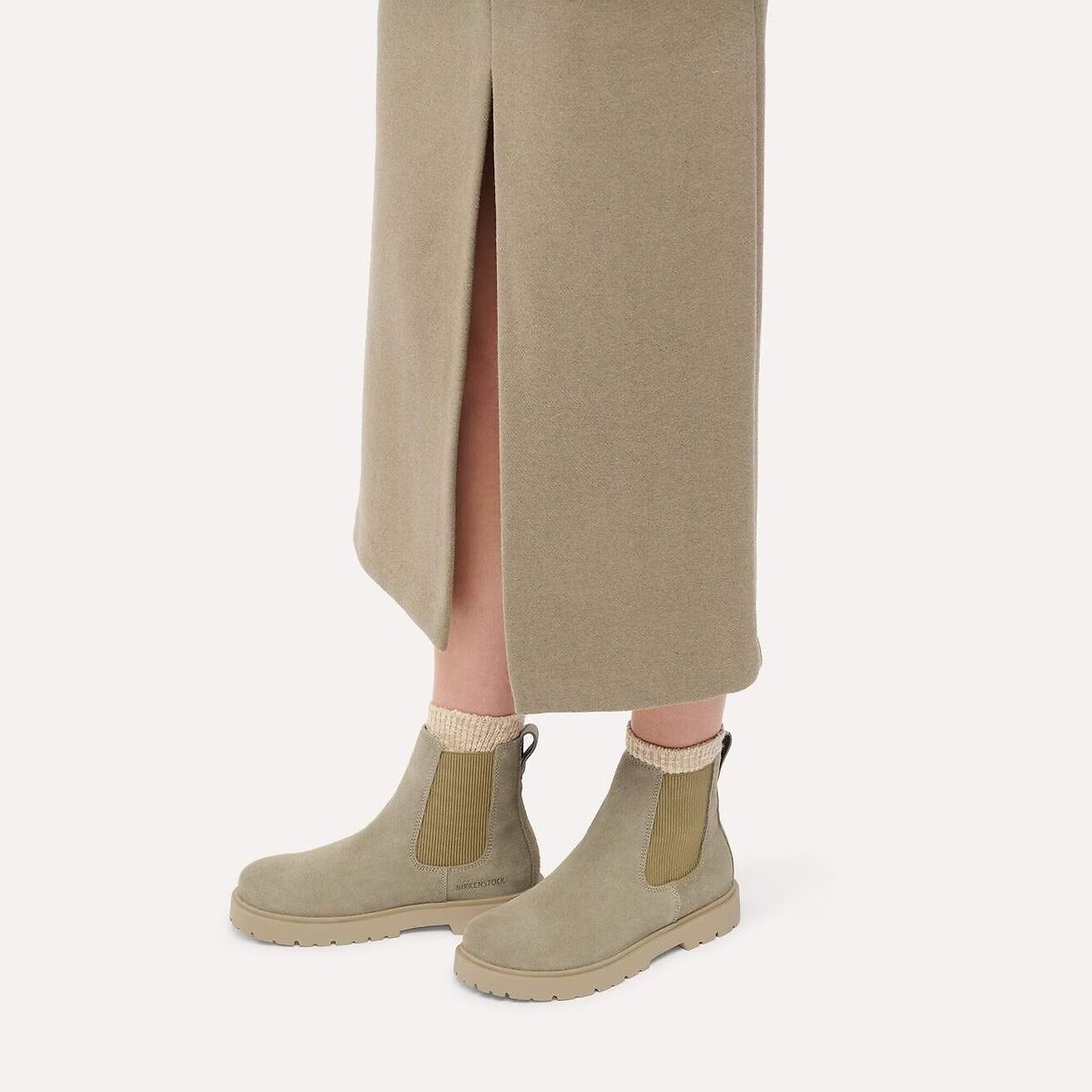 Bottines chelsea en cuir Highwood Slip-On Mid beige, BIRKENSTOCK