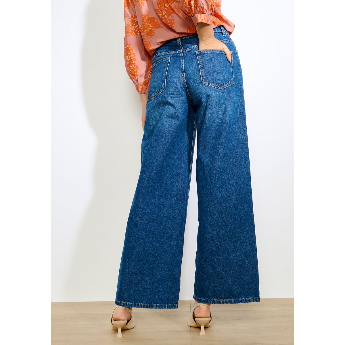 Jean large taille haute medium blue, LOLALIZA