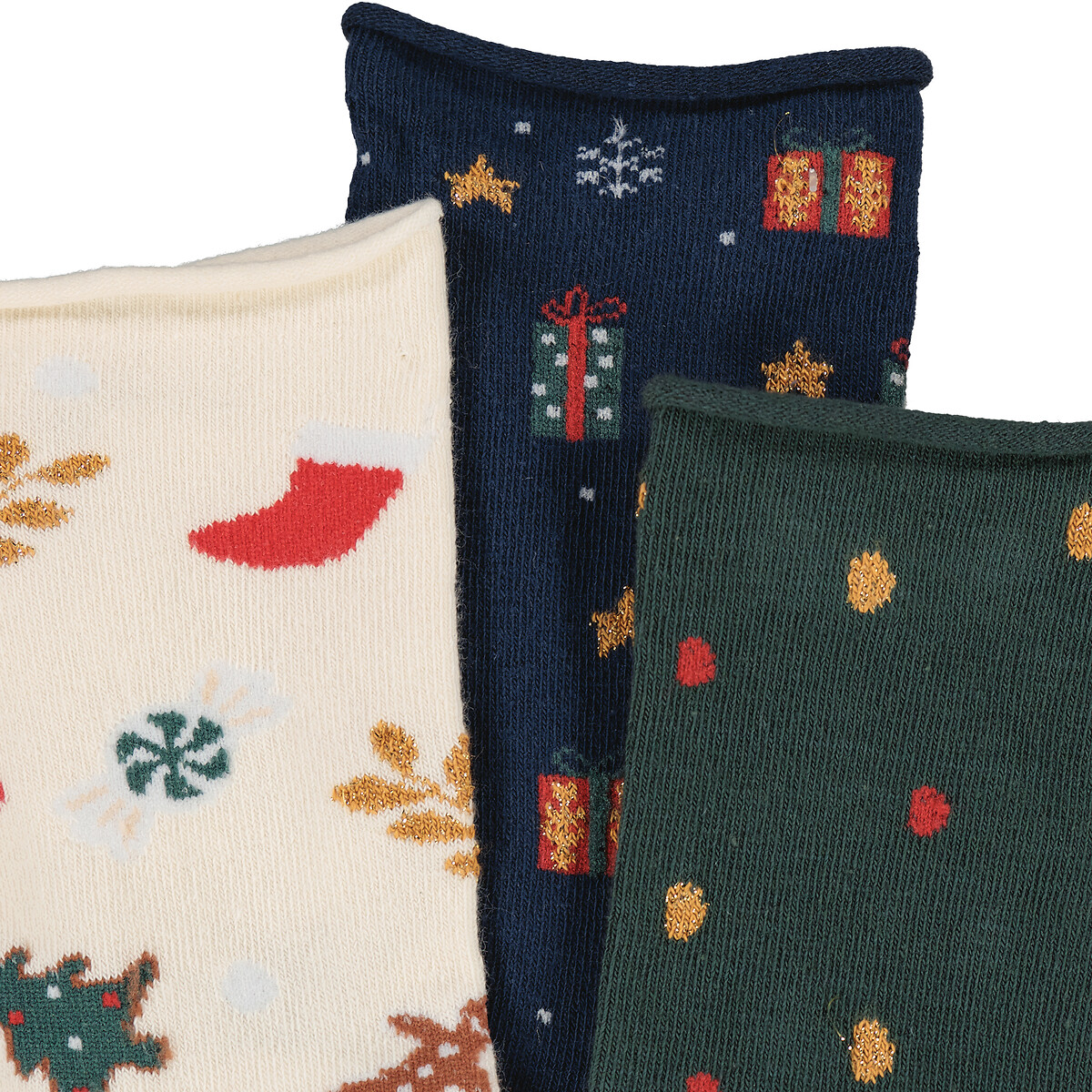 Set van 3 paar kousen, kerstmotief bedrukt, LA REDOUTE COLLECTIONS