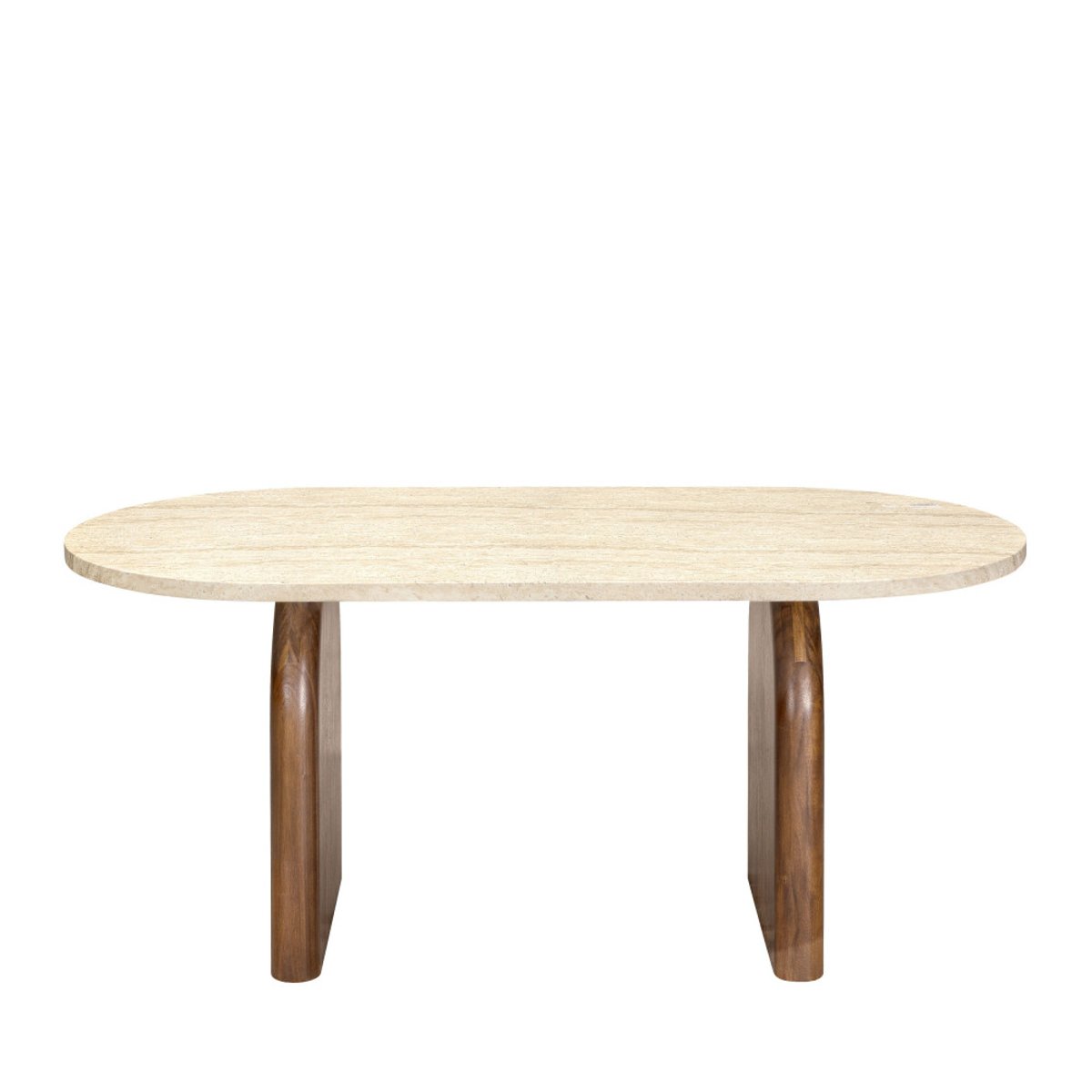 Table à manger 6 personnes effet travertin et bois- LIPALI beige, DRAWER