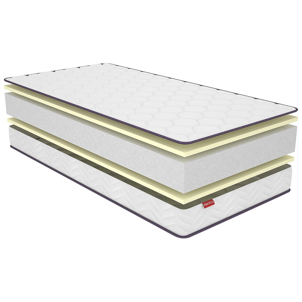 Schuimmatras tiener, opgerold geleverd, Positive Lit wit, MERINOS