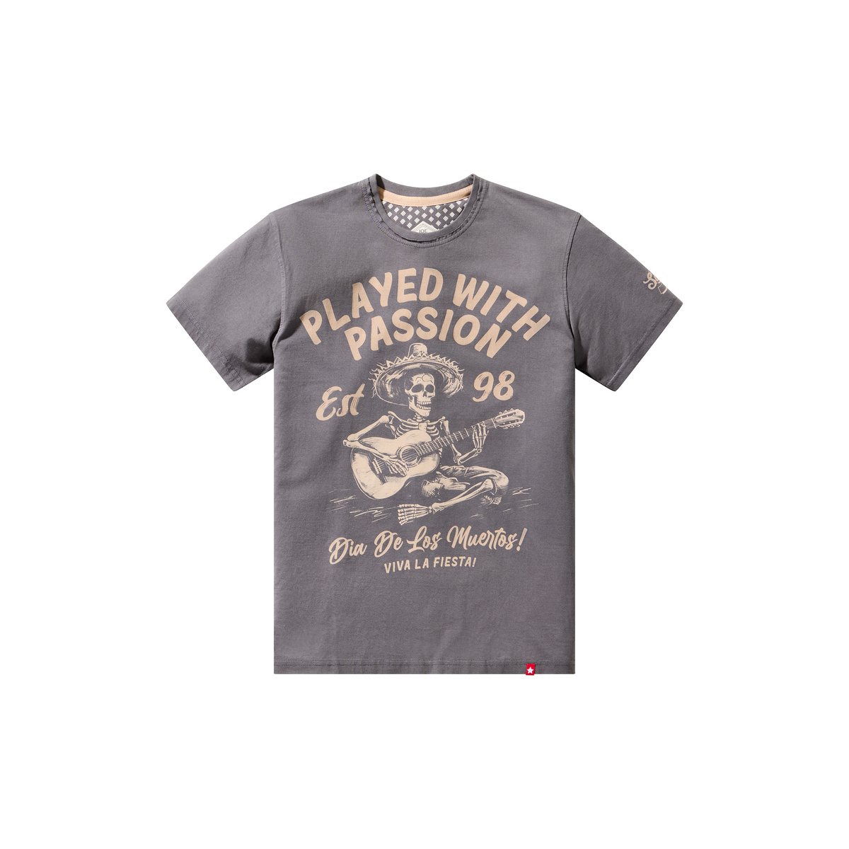 T-shirt graphique guitare squelette gris, JOE BROWNS