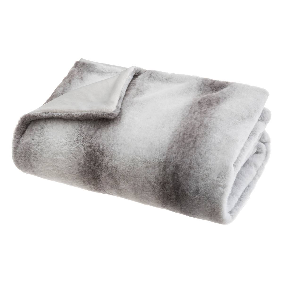 Plaid gris bicolore 130x180cm gris, ATMOSPHERA