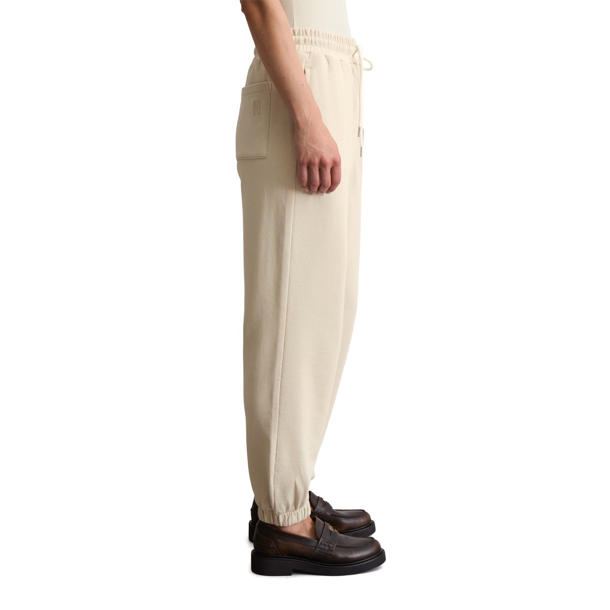 Pantalon sweat regular en pur coton organique beige, MARC O'POLO