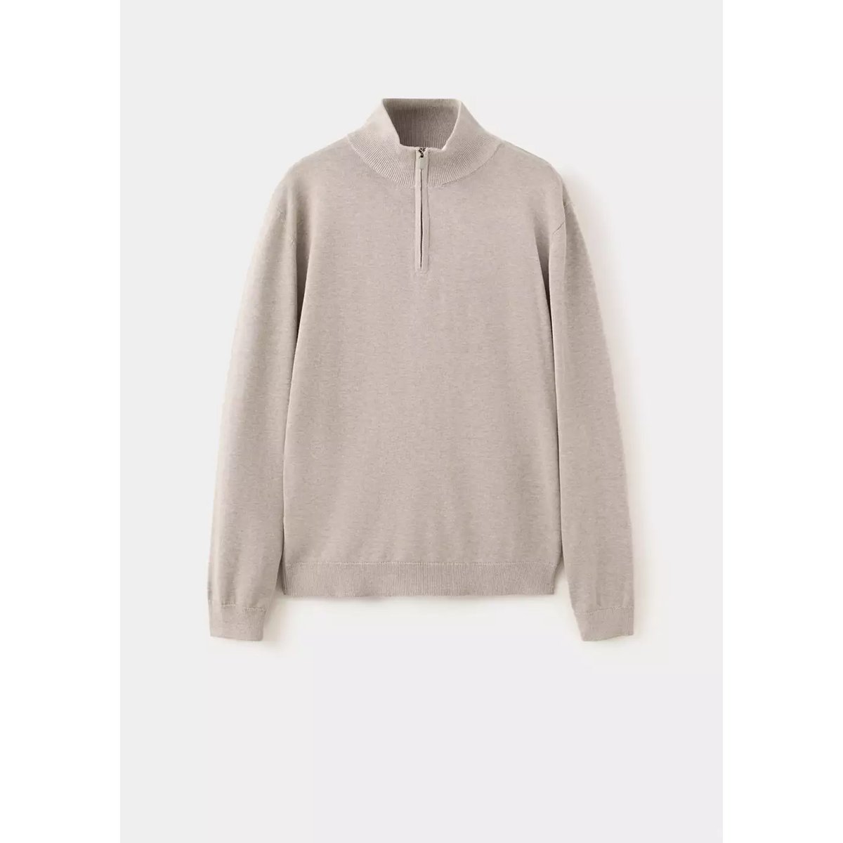 Pull col montant zip sable, MANGO TEEN
