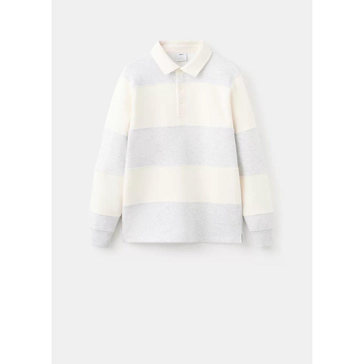Sweat-shirt polo rayures gris chiné clair, MANGO MAN
