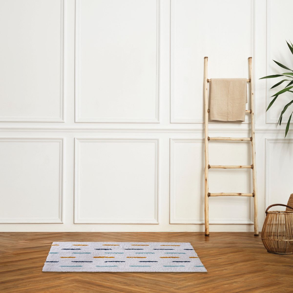 Tapis déco enfant en coton STRIPE blanc, GUY LEVASSEUR
