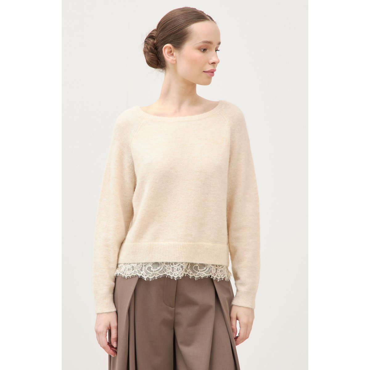 Pull manches longues col bateau ivoire, BONOBO