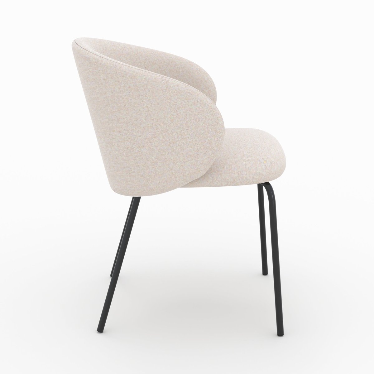Lot de 2 chaises en tissu et pieds en métal - VICTORIA beige, MAISON PAVANE