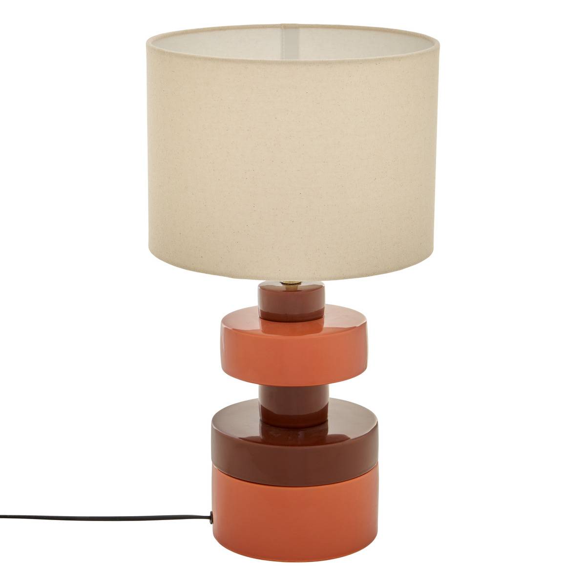 Lampe cylindrique en lin FIVA marron, ATMOSPHERA