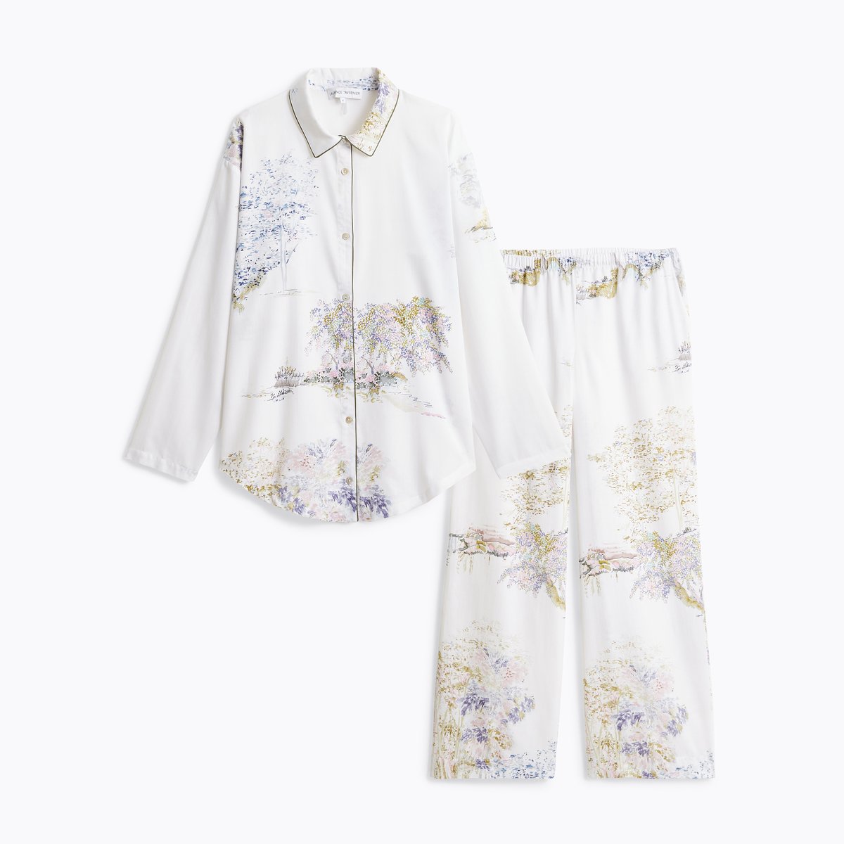 Pyjama col classique en satin LANDE blanc, LAURENCE TAVERNIER