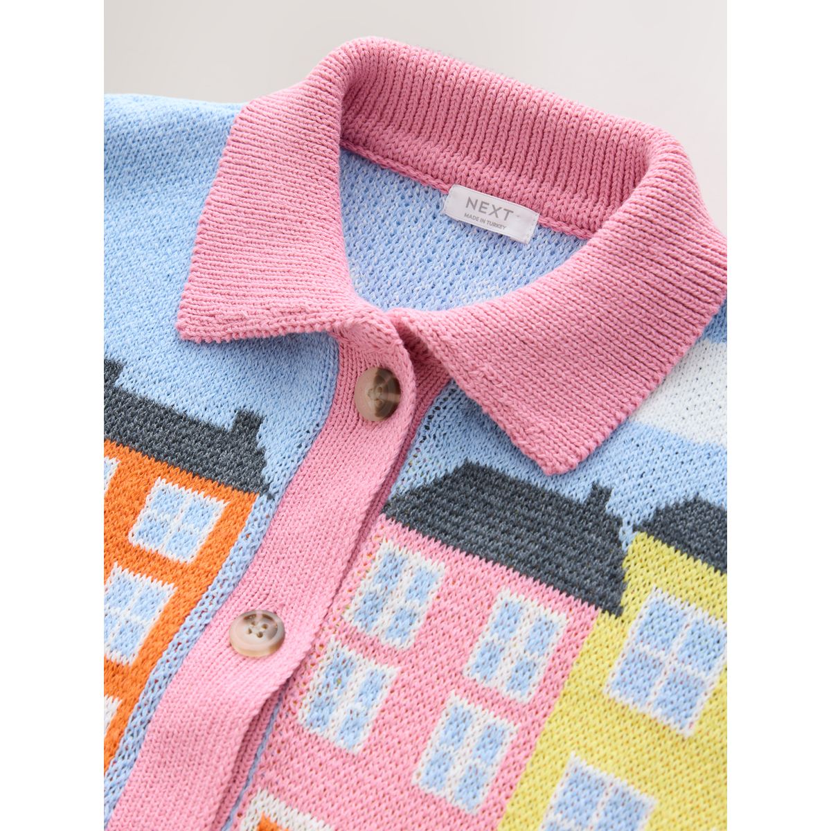 Cardigan à col imprimé rose, NEXT