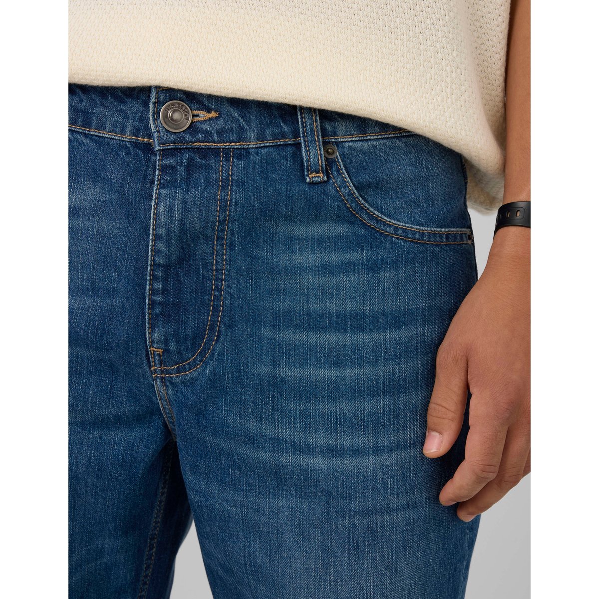 Jean straight 5 poches bleu moyen, BZB