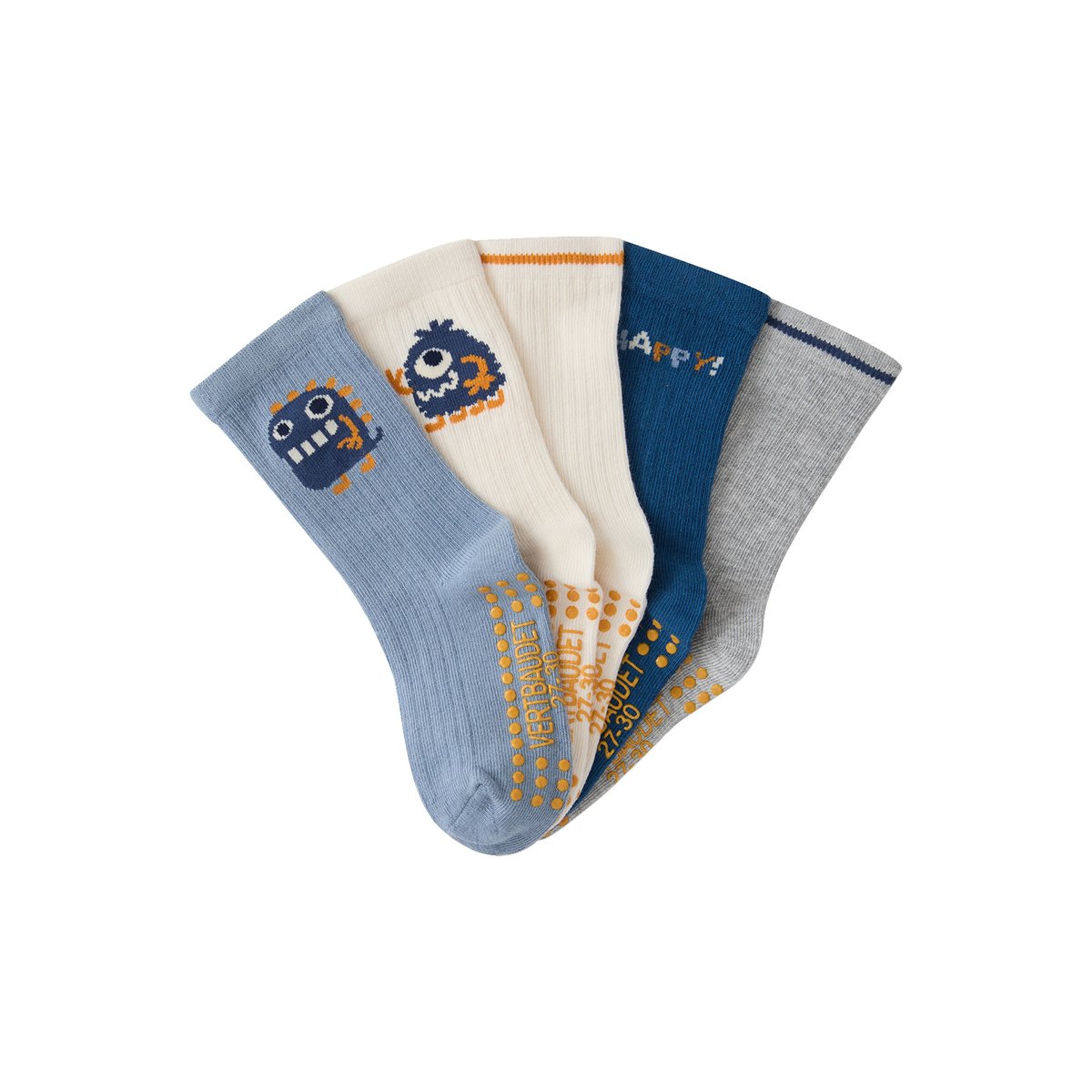 Lot de 5 chaussettes bleu grisé, VERTBAUDET