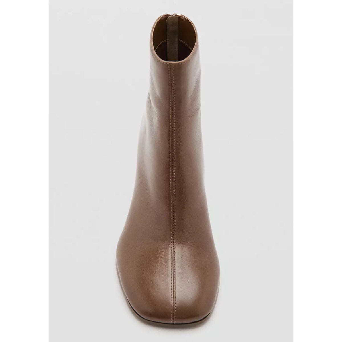 Bottines cuir talon bloc marron, MANGO