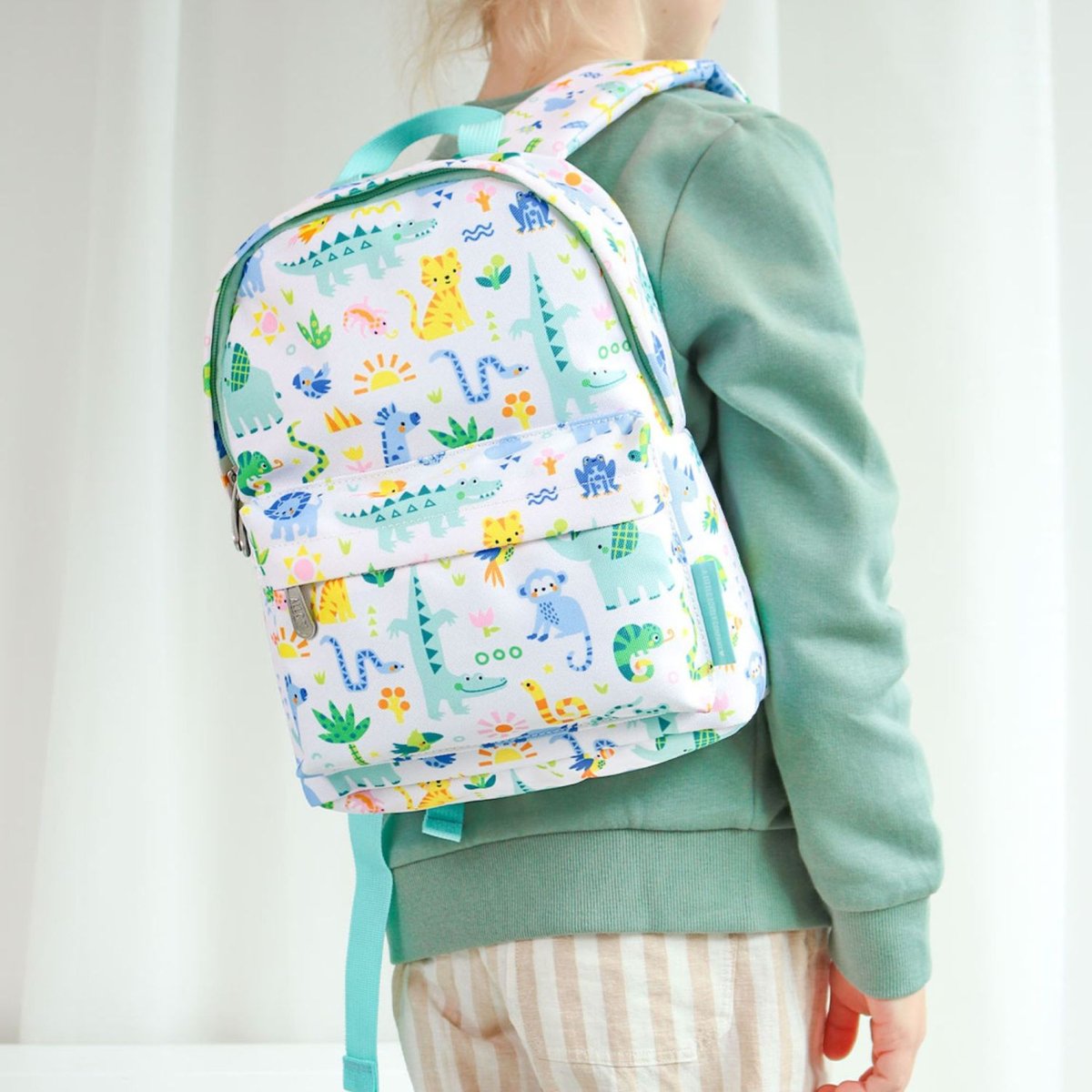 Petit sac à dos bébé blanc jungle, A LITTLE LOVELY COMPANY