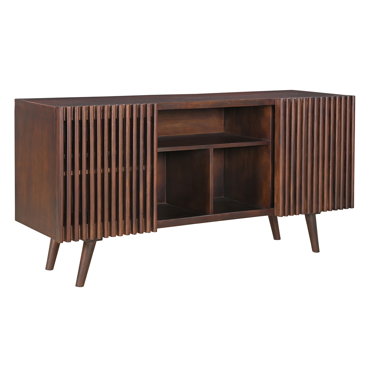 Buffet scandinave en bois 2 portes coulissantes L140 cm ALBA noyer, MILIBOO